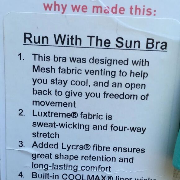 Lululemon Run With The Sun Bra Size 6 Bali Breeze - Picture 11 of 11